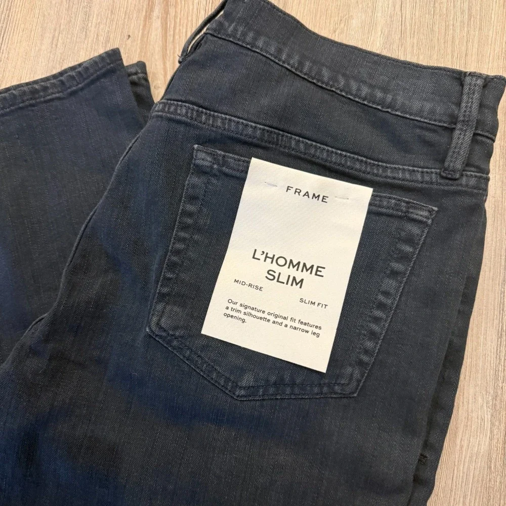 Frame Mens 36 L'Homme Slim Dark Wash Navy Jeans